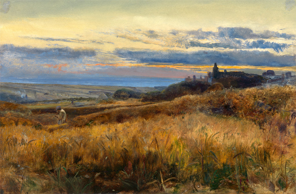 Detail of Cornfield at sunset by John William Inchbold