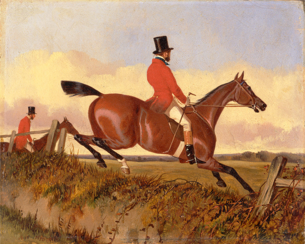 Detail of Foxhunting: Clearing a Bank by John Dalby