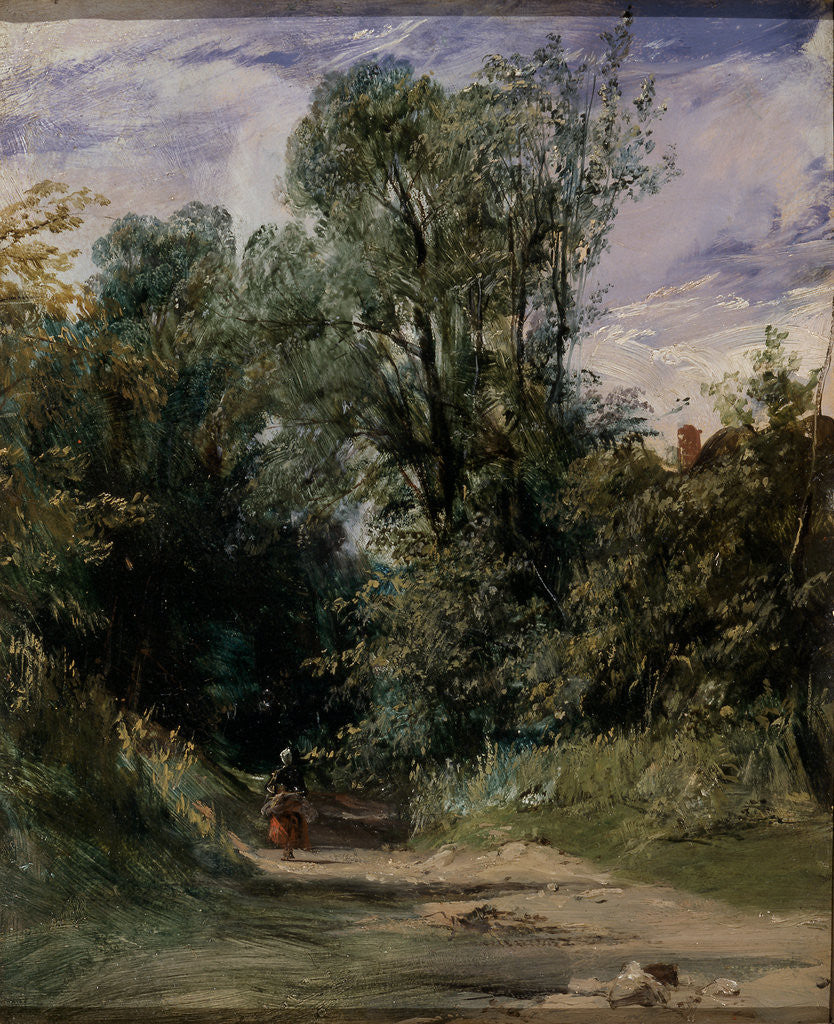 Detail of A Wooded Lane by Richard Parkes Bonington