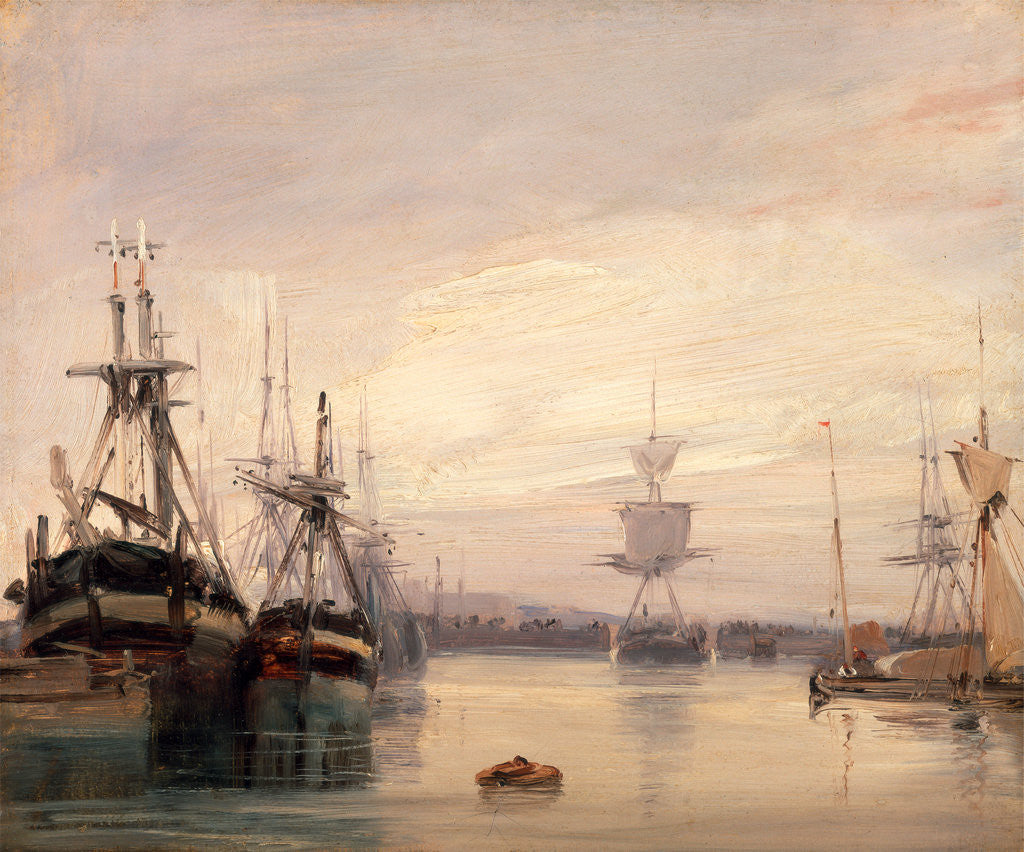 Detail of French harbor scene by Anonymous