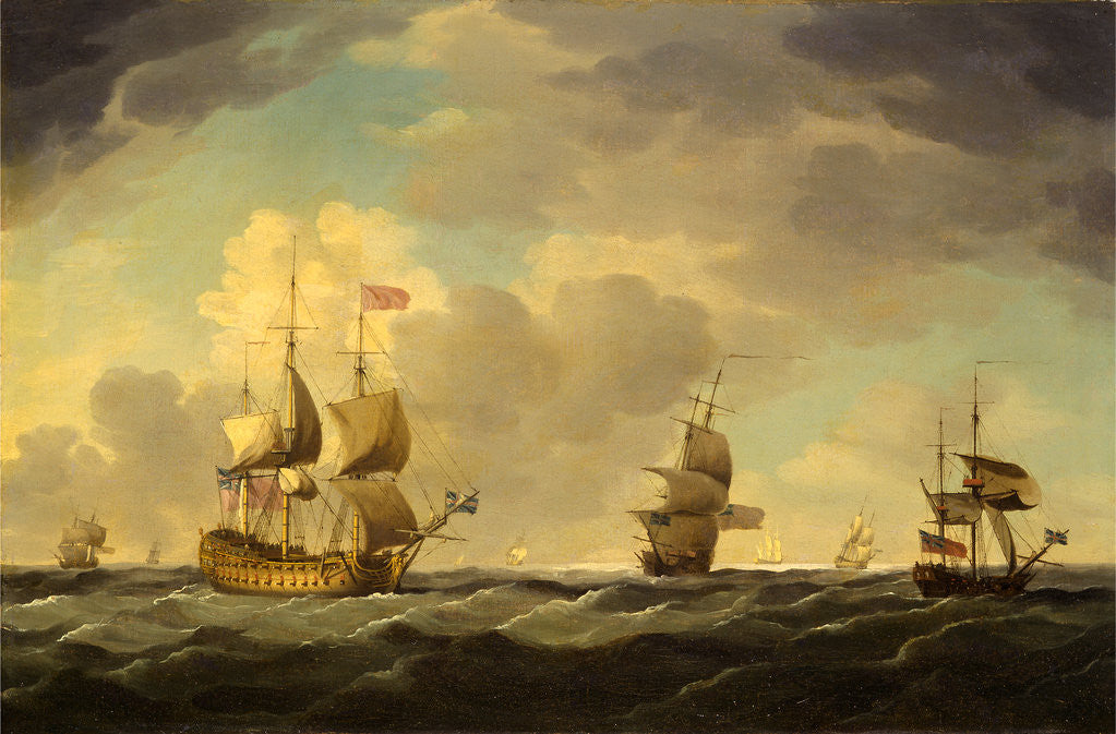 Detail of An English Flagship Under Easy Sail in a Moderate Breeze by Charles Brooking