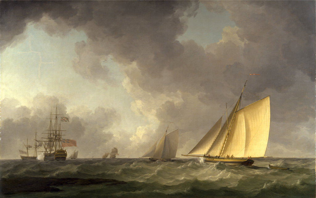 Detail of Cutter Close Hauled in a Fresh Breeze, with Other Shipping by Charles Brooking