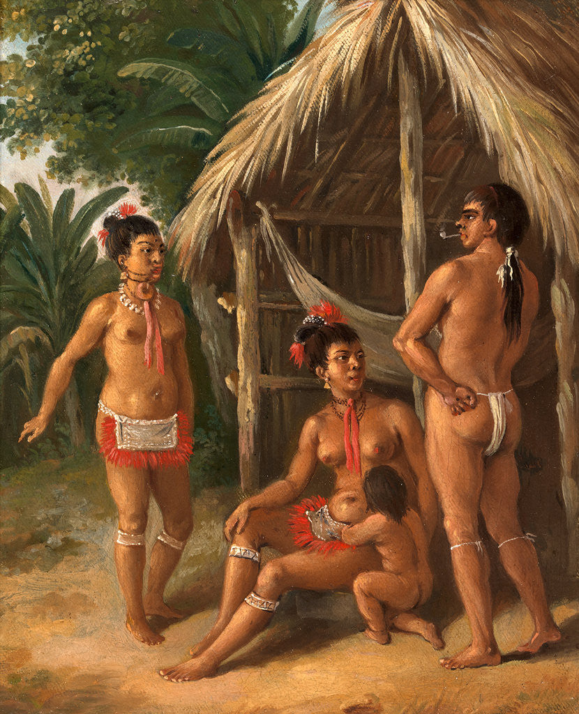 Detail of A Leeward Islands Carib family outside a Hut by Agostino Brunias