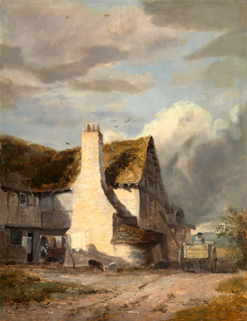 Detail of Cottage by a country lane by Sir Augustus Wall Callcott