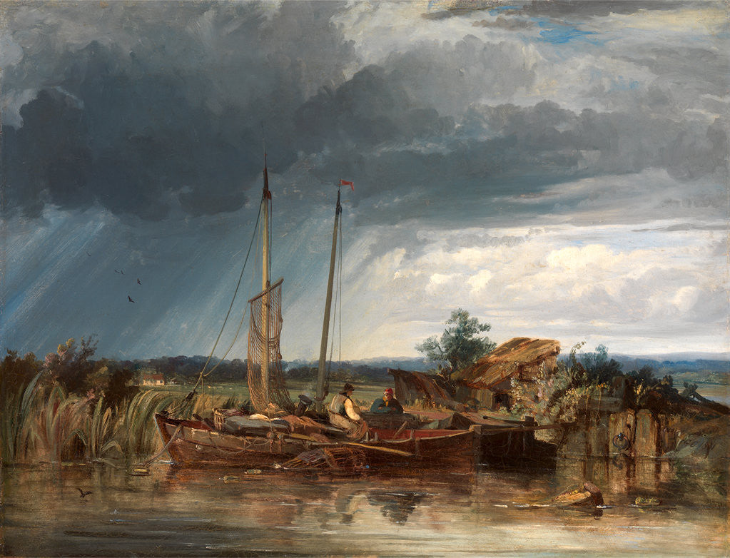 Detail of Two Fishing Boats on the Banks of Inland Waters by George Chambers