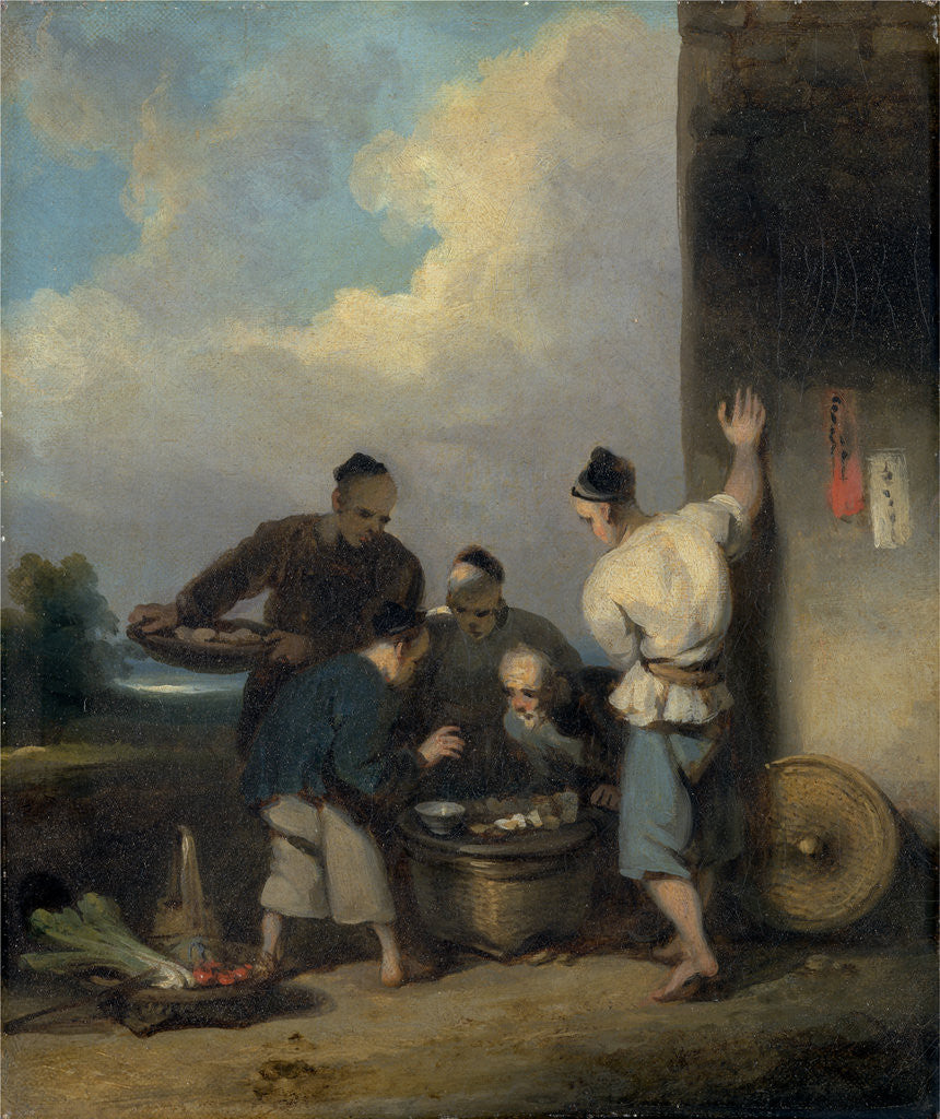 Detail of Coolies Round the Food Vendor's Stall by George Chinnery