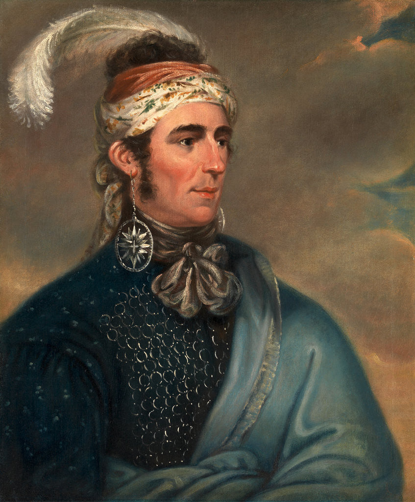 Detail of Portrait of Major John Norton as Mohawk Chief Teyoninhokarawen by Mather Brown