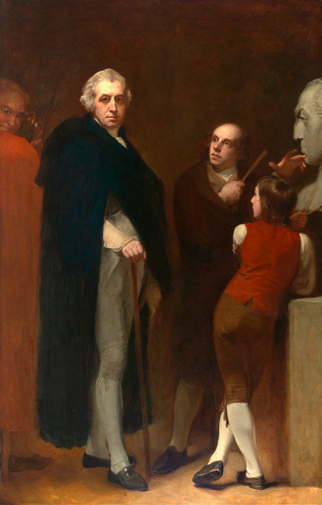 Detail of John Flaxman Modeling the Bust of William Hayley by George Romney