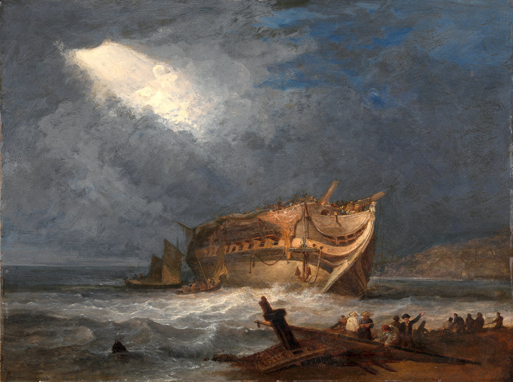 Detail of The Wreck of the Dutton, An East Indiaman by Samuel Prout