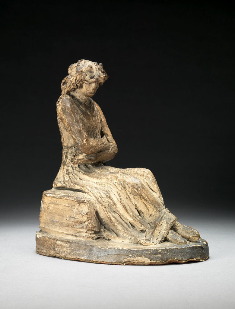 Detail of Terracotta bozzetto of a seated woman by Anne Seymour Damer