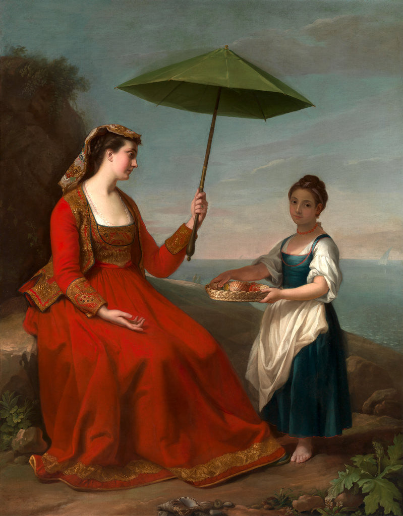 Detail of A Whole Length of a Lady of Neturrio, a Sea-port in the Pope's Territories by George James