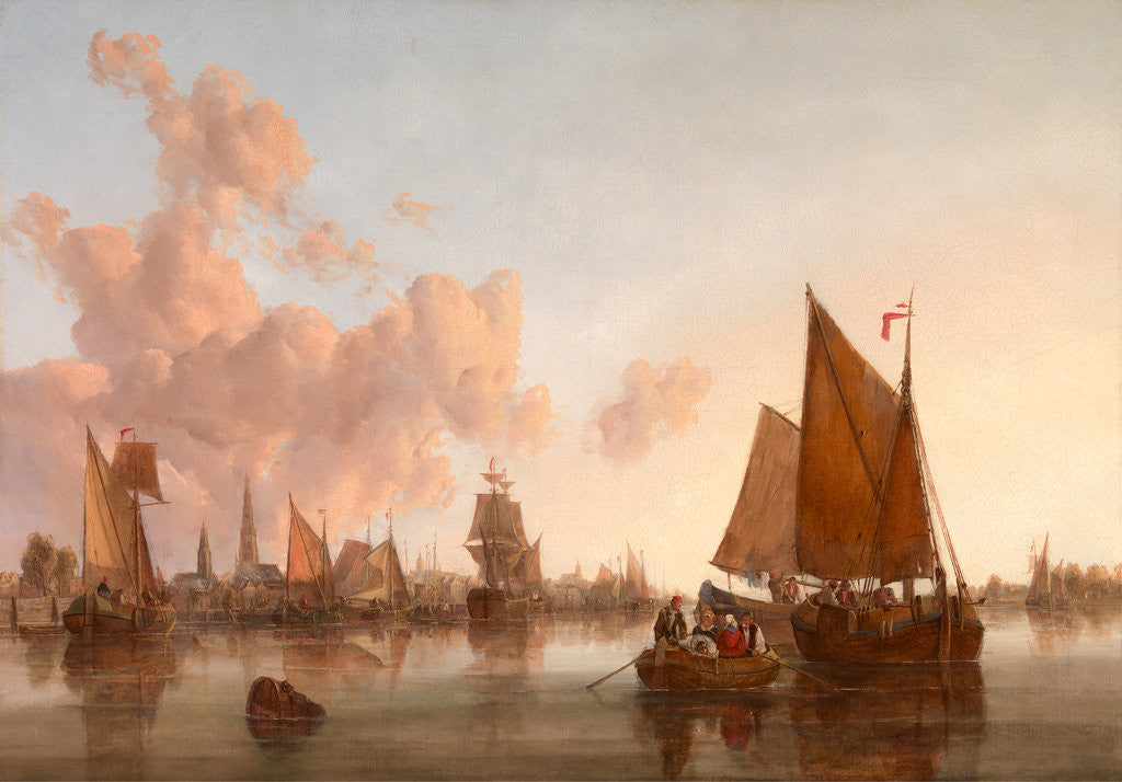 Detail of Sailing Boats and Barges on a Dutch(?) Estuary by John Berney Crome