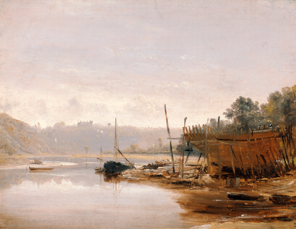 Detail of Boat Building near Dinan, Brittany by Francis Danby