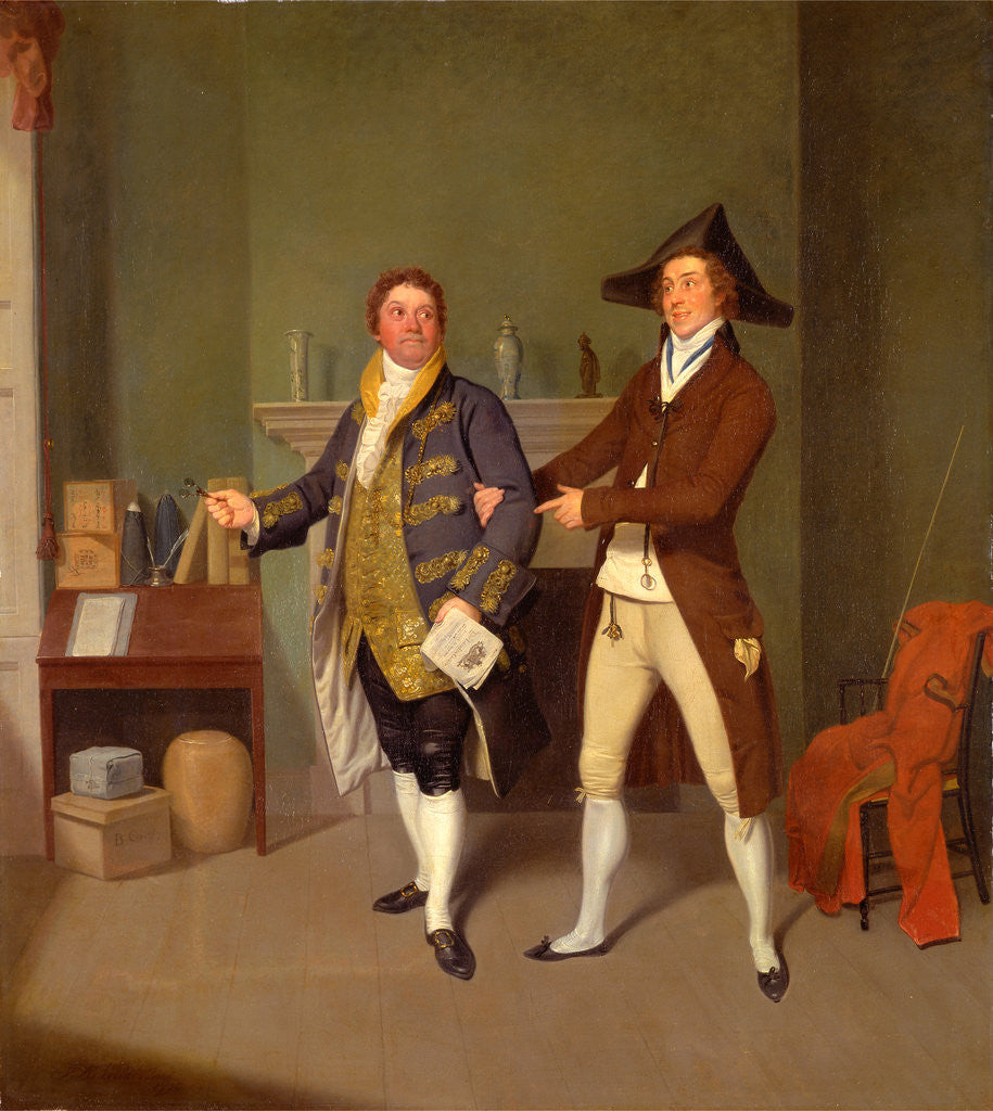 Detail of John Quick and John Fawcett in Thomas Moreton's 'The Way to Get Married' by Samuel de Wilde