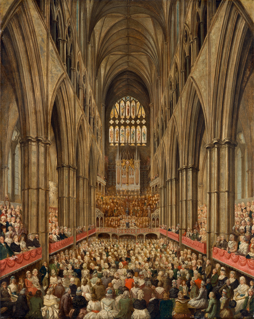 Detail of Interior View of Westminster Abbey on the Commemoration of Handel, Taken from the Manager's Box, London by Edward Edwards