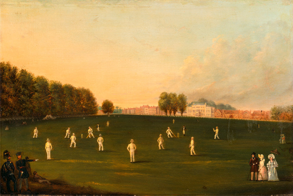 Detail of First Grand Match of Cricket Played by Members of the Royal Amateur Society on Hampton Court Green, August 3rd, 1836 by Anonymous