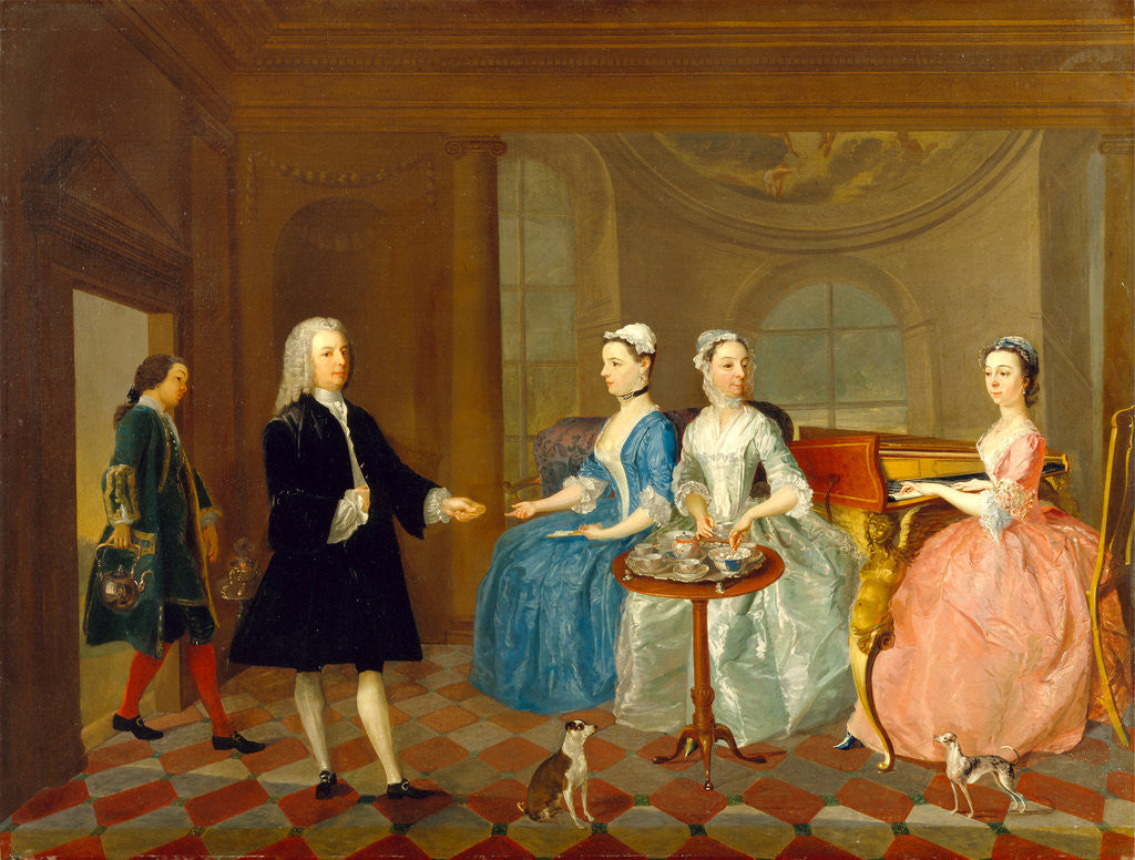Detail of A Family Being Served with Tea by Anonymous