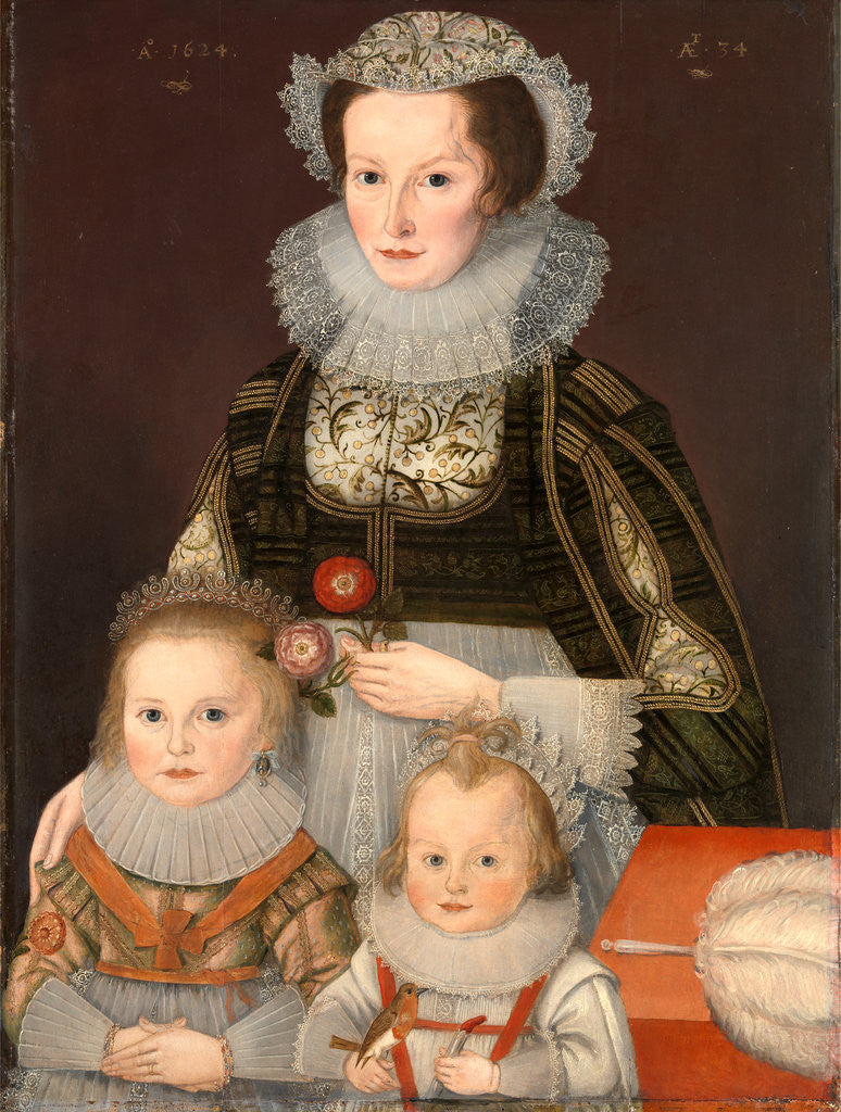 Detail of A Lady and Her Two Children by Anonymous