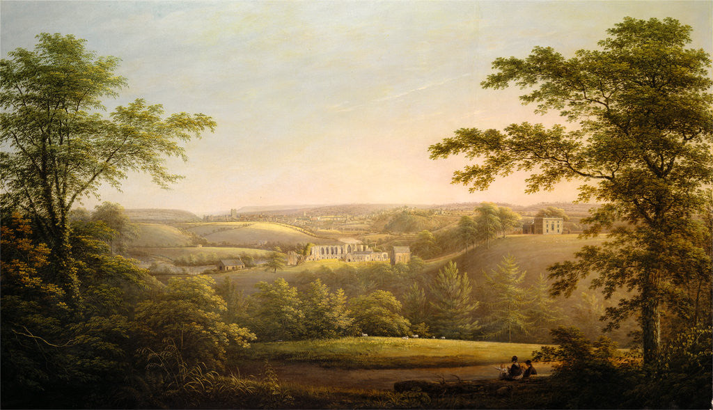 Detail of Easby Hall and Easby Abbey with Richmond, Yorkshire in the Background by George Cuitt