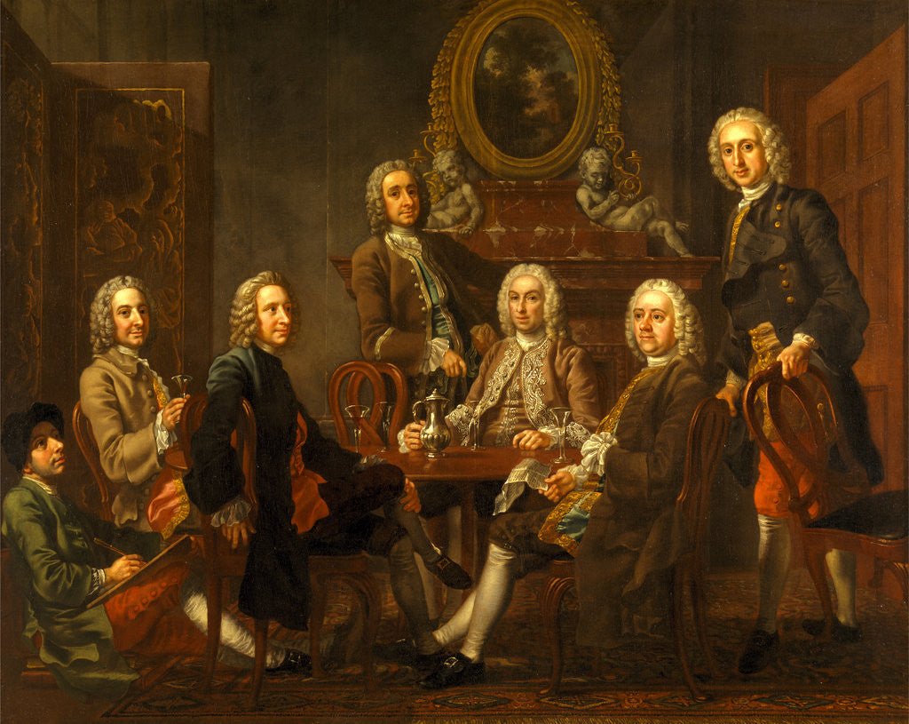 Detail of Portrait of a Group of Gentleman by Francis Hayman