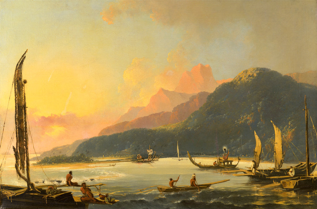 Detail of Tahitian War Galleys in Matavai Bay, Tahiti Matavai Bay in the Island of Otaheite, Tahiti by William Hodges