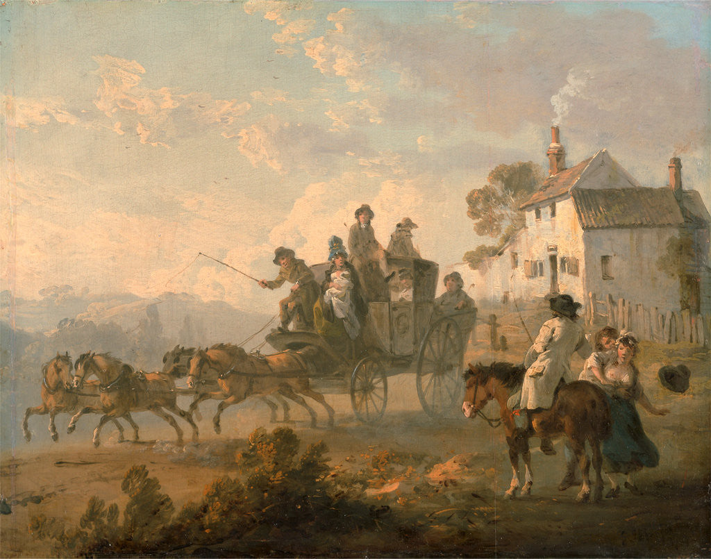 Detail of A Stage Coach on a Country Road The Departure of a Coach by Julius Caesar Ibbetson