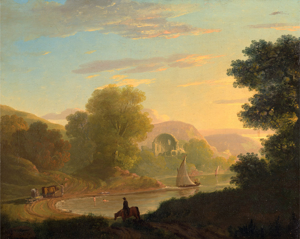 Detail of An Imaginary Coast Scene, with the Temple of Venus at Baiae by Thomas Jones