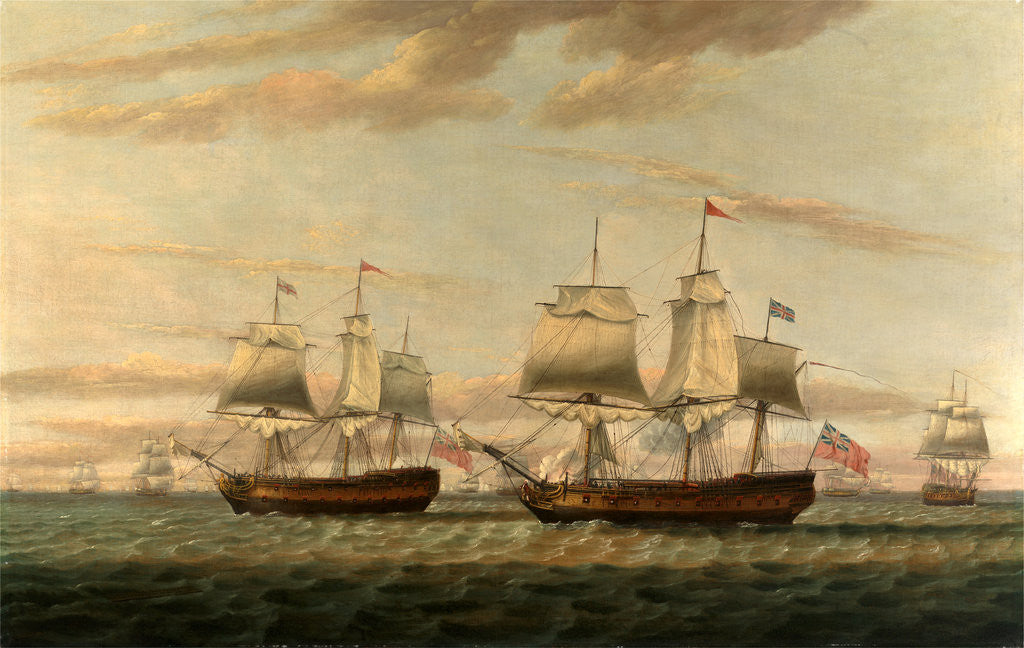 Detail of An Indiaman and a Two Decker by Thomas Luny