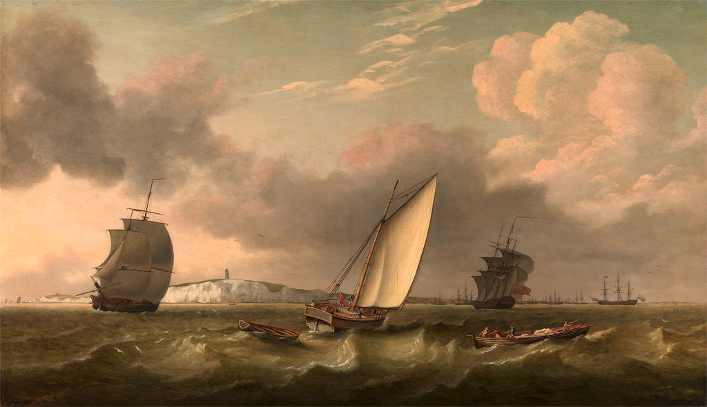 Detail of A Packet Boat Under Sail in a Breeze off the South Foreland by Thomas Luny