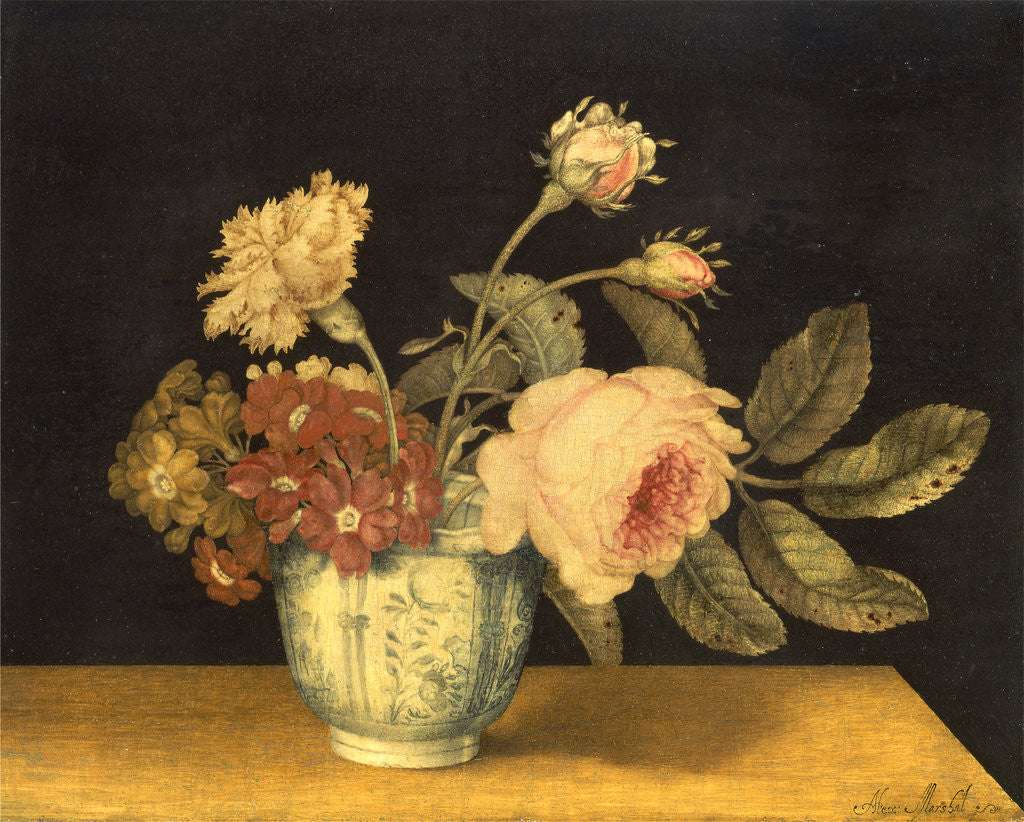 Detail of Flowers in a Delft Jar by Alexander Marshal