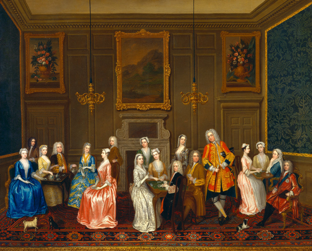 Detail of Tea Party at Lord Harrington's House, St. James's by Charles Philips