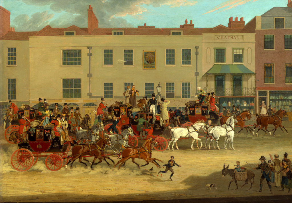 Detail of North Country Mails at the Peacock, Islington, London by James Pollard