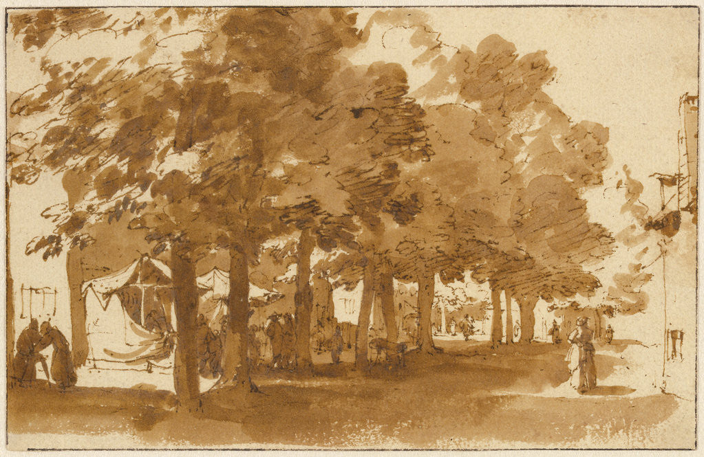 Detail of A Market Scene Under Trees in Katwijk op Rijn by Jan de Bisschop