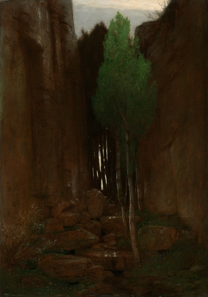 Detail of Quell in einer Felsschlucht (Spring in a Narrow Gorge) by Arnold Böcklin