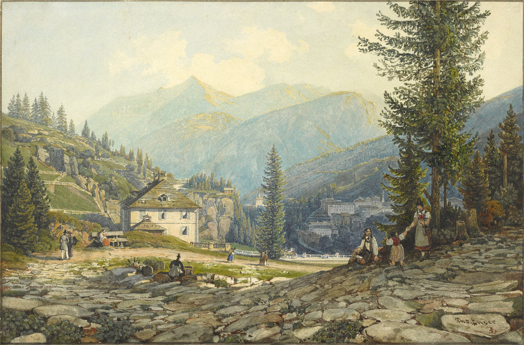 Detail of View of the Residence of Archduke Johann in Gastein Hot Springs by Thomas Ender