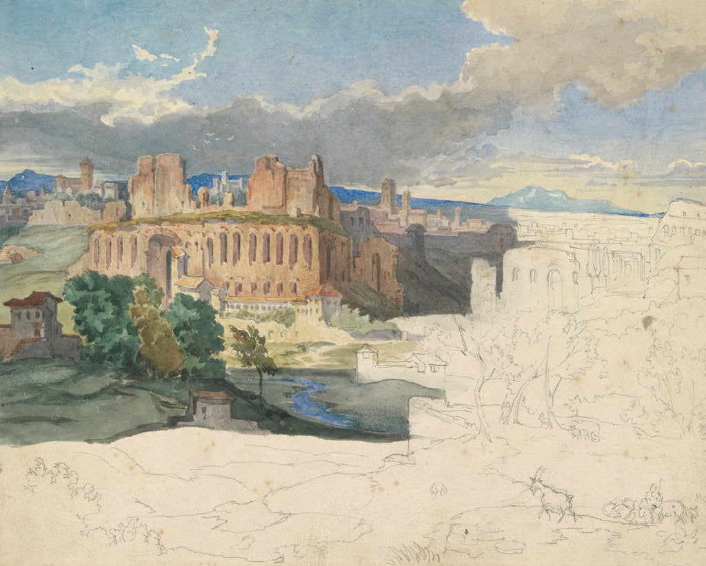 Detail of The Ruins of the Imperial Palaces in Rome by Carl Rottmann