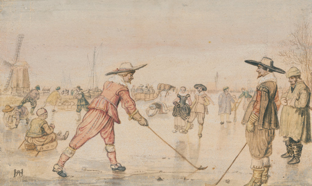 Detail of A Winter Scene with Two Gentlemen Playing Colf by Hendrick Avercamp