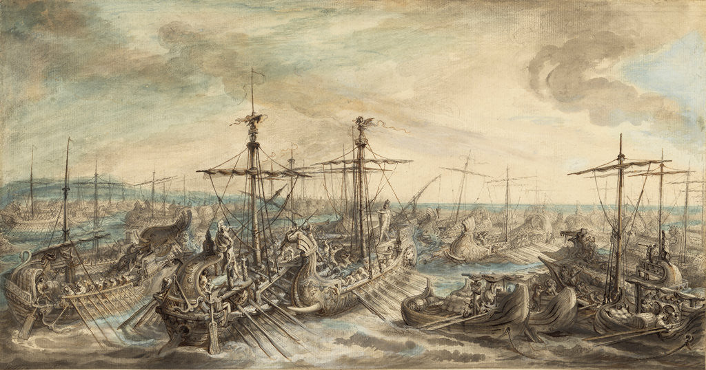Detail of The Roman Fleet Victorious over the Carthaginians at the Battle of Cape Ecnomus by Gabriel Jacques de Saint-Aubin