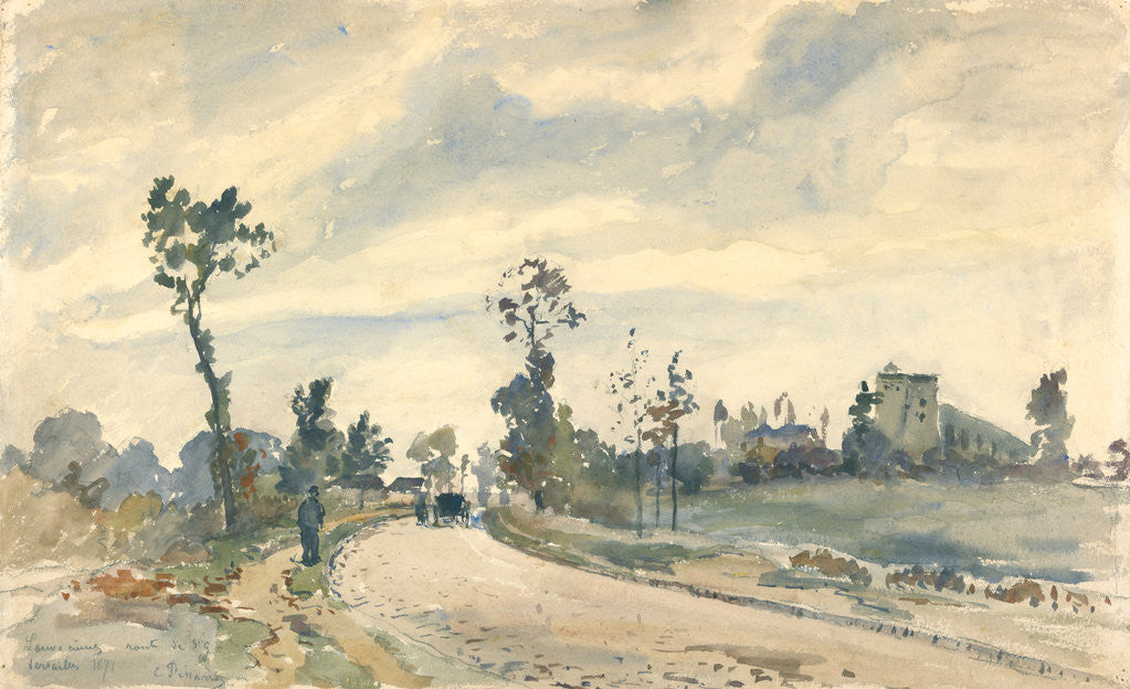 Detail of Louveciennes, Route de Saint-Germain by Camille Pissarro