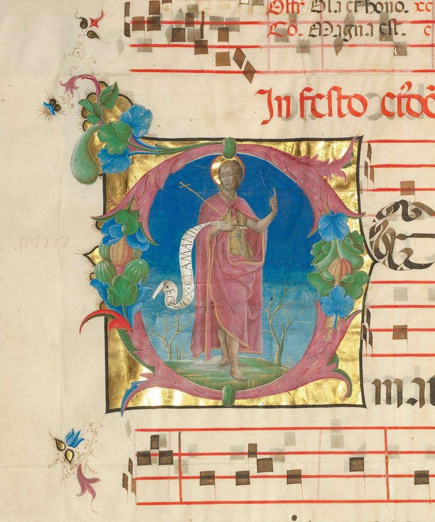 Detail of Initial D: Saint John the Baptist by Cosmè Tura
