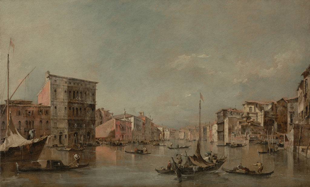 Detail of The Grand Canal in Venice with Palazzo Bembo by Francesco Guardi