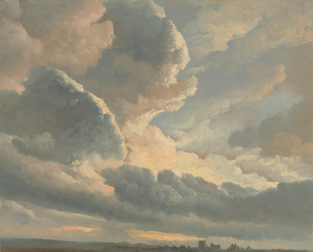 Detail of Study of Clouds with a Sunset near Rome by Simon Alexandre Clément Denis