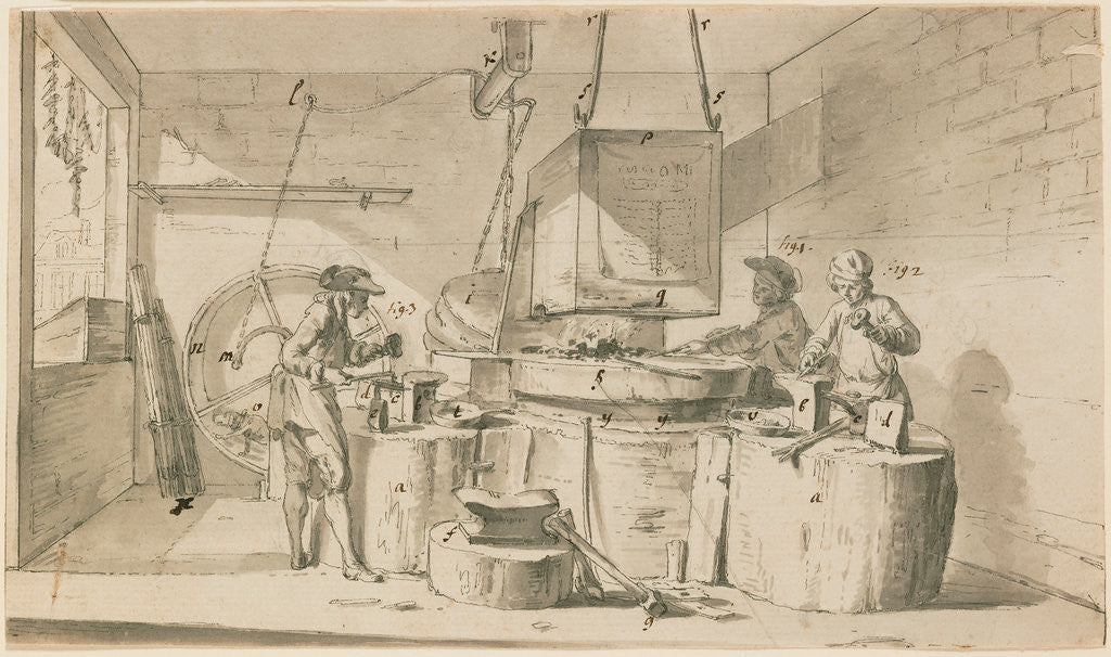 Detail of The Nail Makers (Le Cloutier Grossier) by Jean-Michel Moreau le jeune
