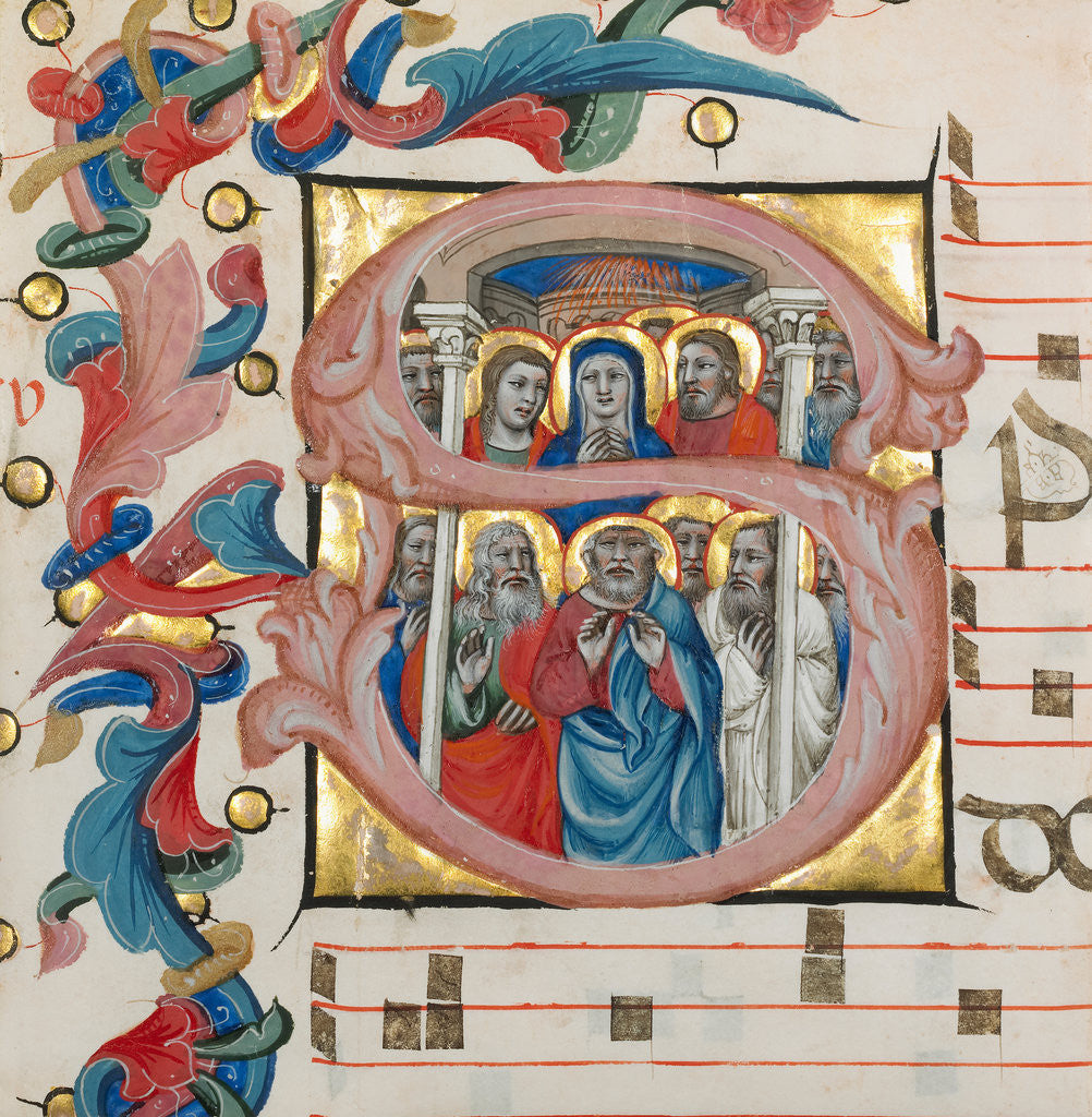 Detail of Initial S: Pentecost by Niccolò di Giacomo da Bologna