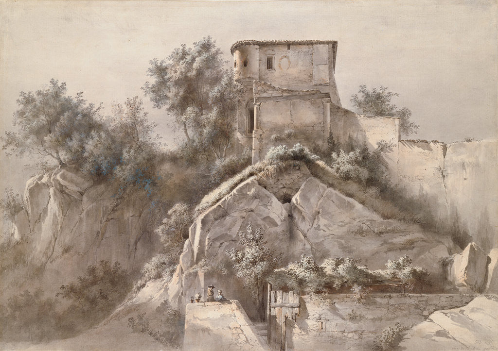 Detail of Landscape with Château Galliard by Jean-Jacques de Boissieu