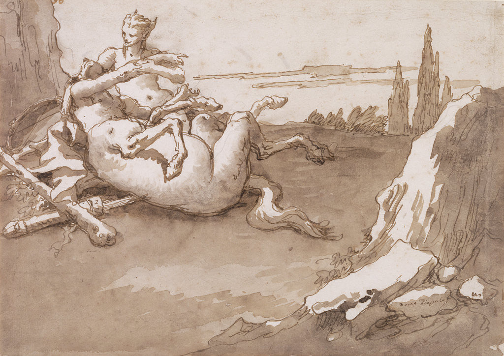 Detail of A Centaur and a Female Faun in a Landscape by Giovanni Domenico Tiepolo