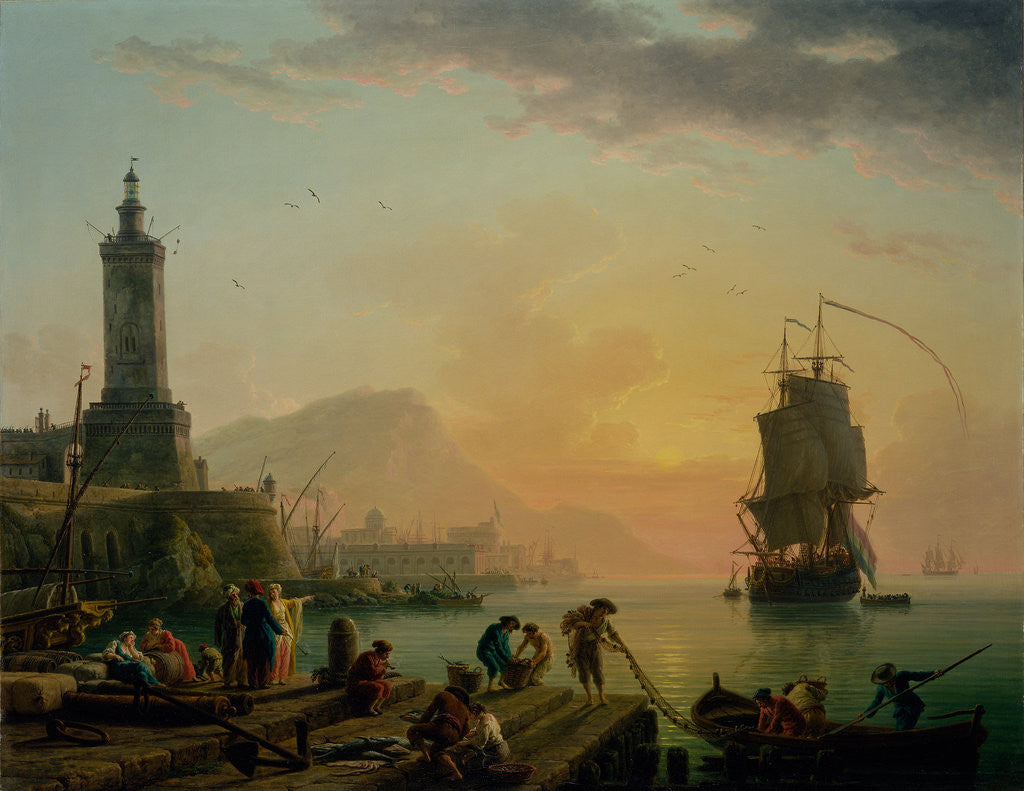 Detail of A Calm at a Mediterranean Port by Claude-Joseph Vernet