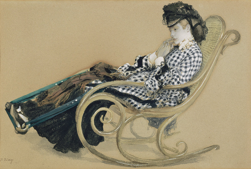 Detail of Young Woman in a Rocking Chair, study for the painting The Last Evening by Jacques Joseph Tissot