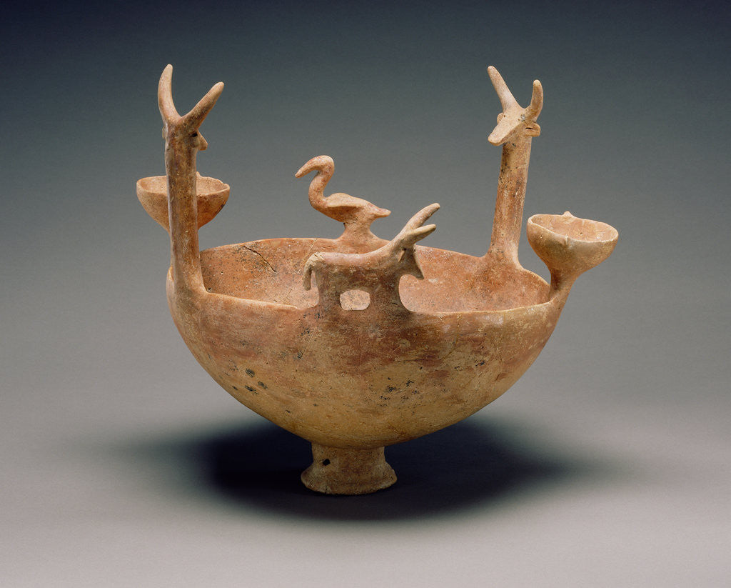 Detail of Red-Polished Ware Bowl with Modeled Figures by Anonymous
