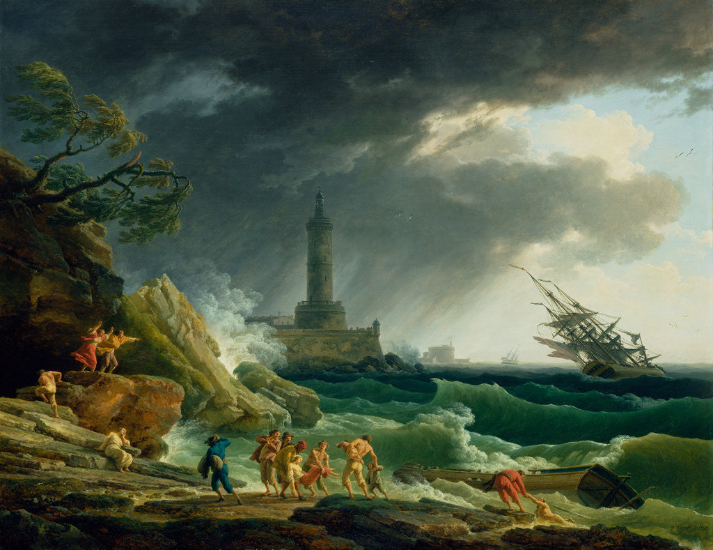 Detail of A Storm on a Mediterranean Coast by Claude-Joseph Vernet